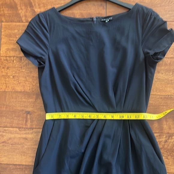 Theory Black Balbina Drapey Wool Blend Dress Career Short Sleeve - Picture 5 of 10